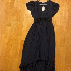 Ramy Brook Women Joanie Midi Dress Size XS Feminine Tiered Navy V Neck Pullover